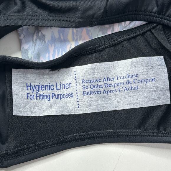 Swim Solutions Triple Tier Fauxknit One Piece Swimsuit Navy Multi Women 22W NWT - Picture 7 of 9